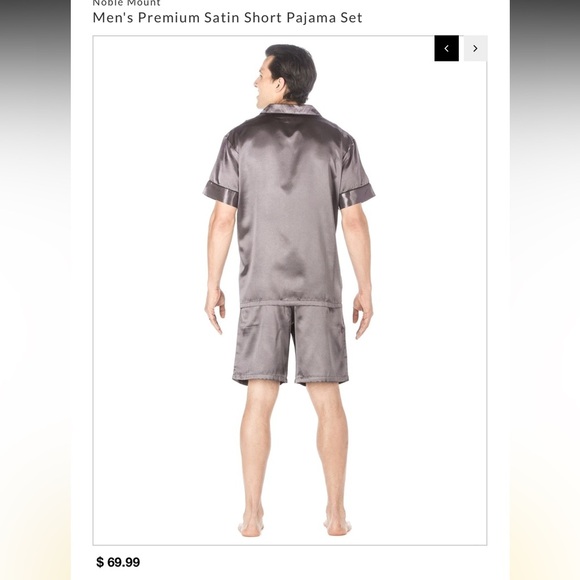 NOBLE MOUNT Men's Premium Satin Short Pajama Set Light Blue Mens Medium - Picture 4 of 5